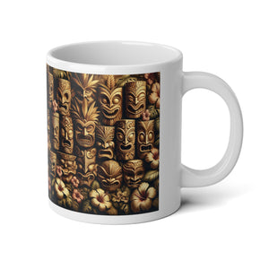 Jumbo Mug, 20oz, Tiki Totem Faces | Tropical Coffee Cup
