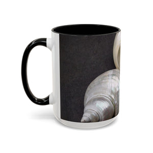 Accent Color Coffee Mug (11, 15oz), 8 Colors - White Nautilus Trio/Black, Large