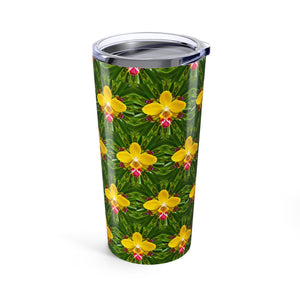 20oz Tropical Glossy Tumbler / Yellow Orchid Kaleidoscope