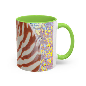 Colorful Mugs (11oz, 15oz), Disco Tiger Stripe Nautilus Macro