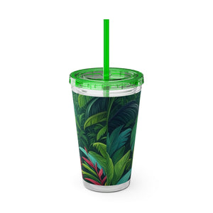 Tropical Tumbler with Straw | 16oz Colorful Travel Cup / Sleeping Spot