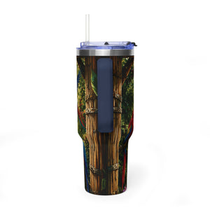 40oz Tropical Parrot Vacuum Tumbler — Insulated Travel Mug with Straw