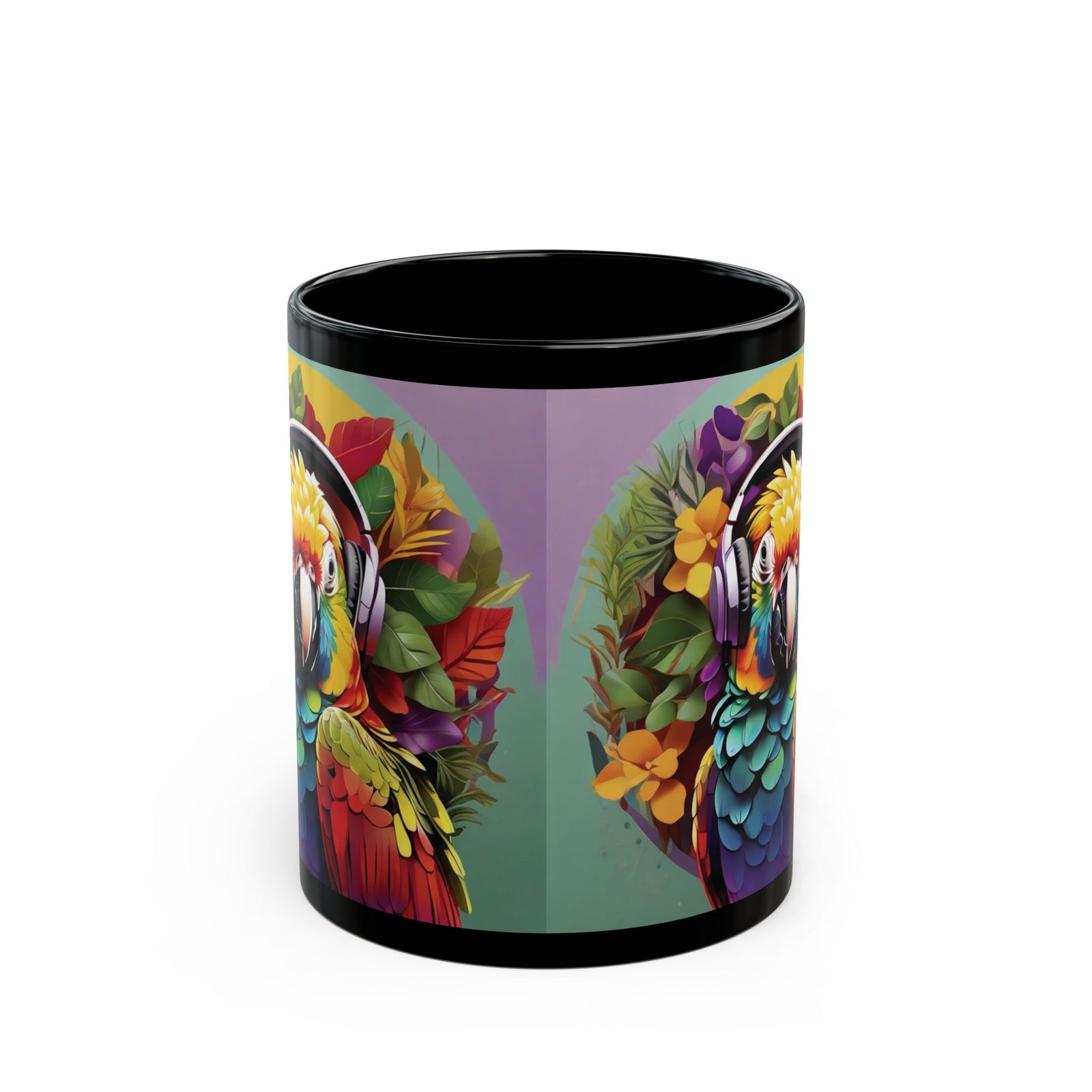 Black Coffee Mug - Rockin' Out Parrot