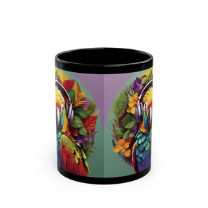 Black Coffee Mug - Rockin' Out Parrot