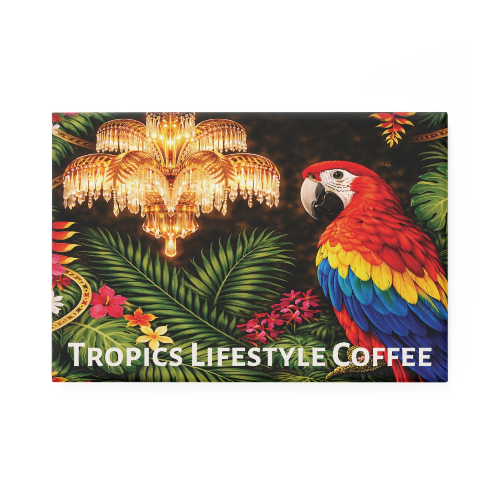 Tropical Parrot Rectangle Magnet — Tropics Lifestyle Coffee Decorative Fridge Magnet