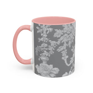 Accent Color Coffee Mug (11, 15oz), Pearl Lady Toile/Slate