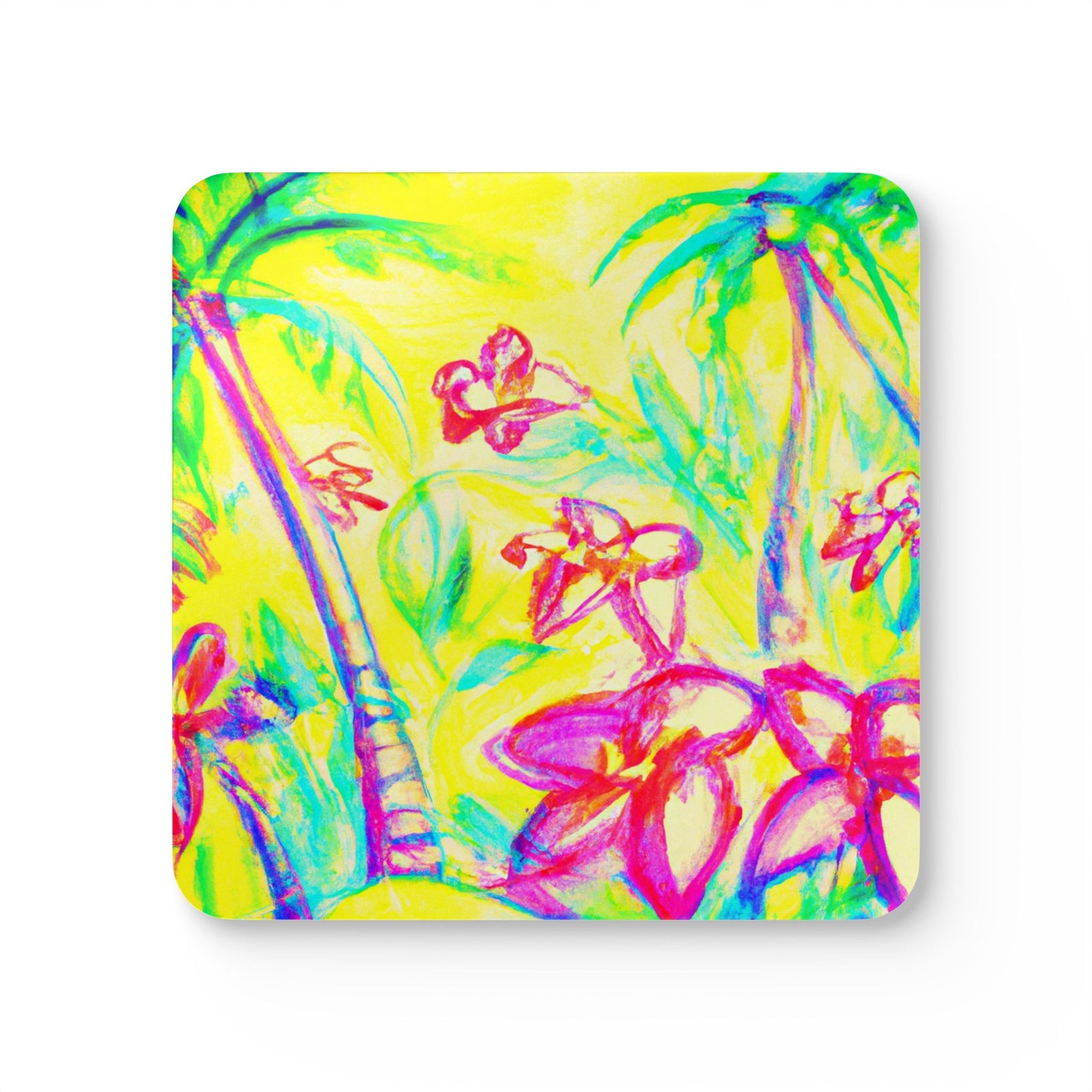 Coaster Set/4 - Tropical Doodles, Yellow