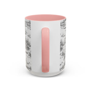 Accent Coffee Mug (11, 15oz), 8 Colors - Tropical Toile #1, soft black