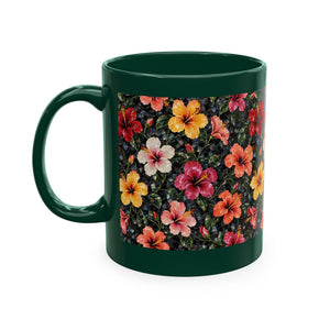 Hibiscus Garden Ceramic Mug — Vibrant Floral Coffee Cup