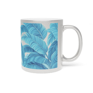 Tropical Metallic Mug, Gold or Silver - Palm Serenity, Turquoise