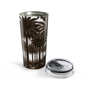 20oz umbler – Tropical Woodcut Palms Stainless Travel Cup