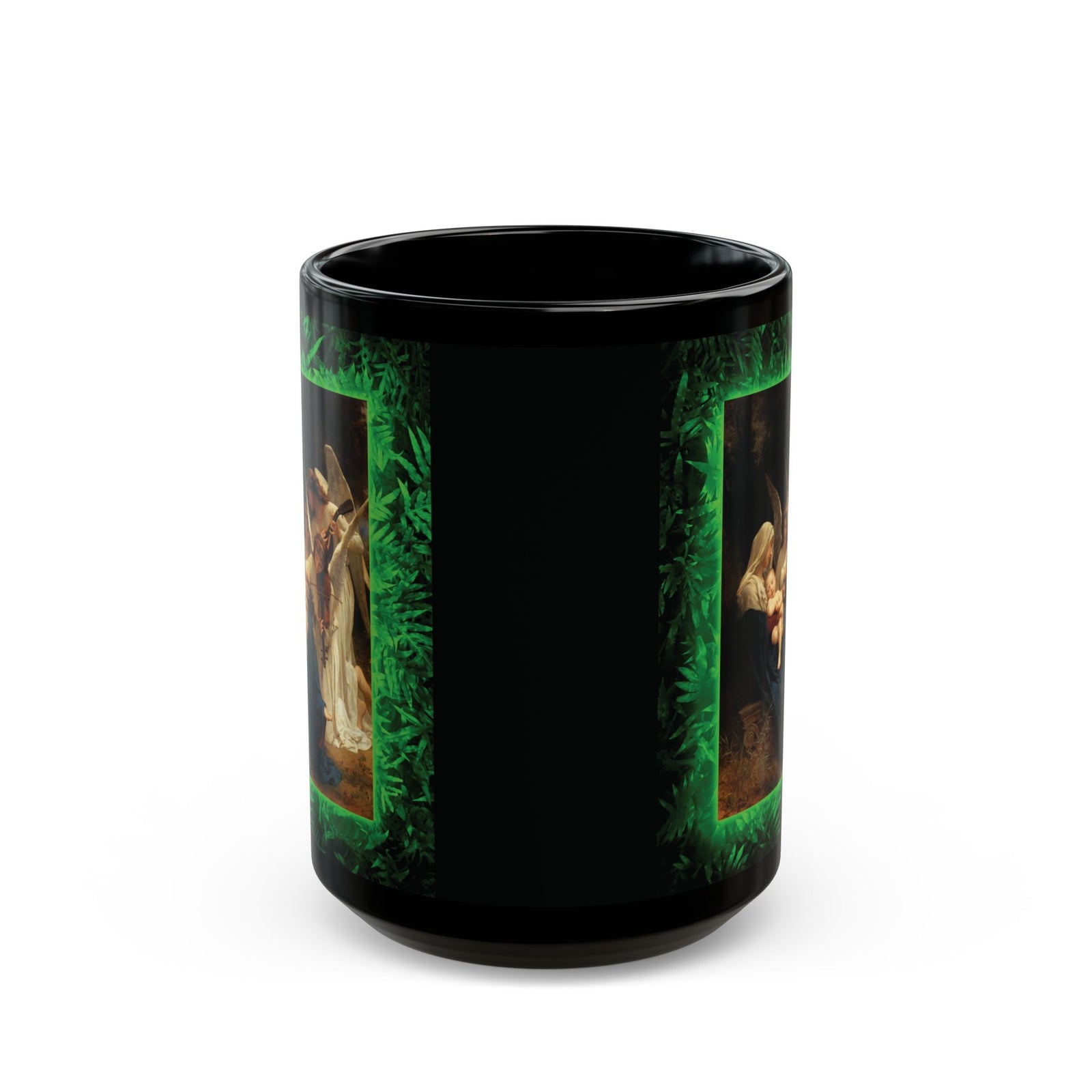 Black Coffee Mug, Religious - Song of the Angels, Tropical Glow