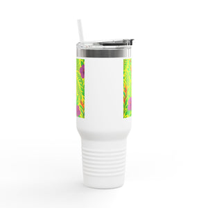Midnight Flower Yellow Insulated Travel Mug - 40oz - Perfect for Outdoor Adventures
