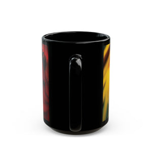 Black Coffee Mug - Colorful Macaw Parrot Feathers