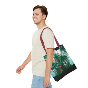 Tiny Palm Island/Black Tote Bag - 3 Sizes