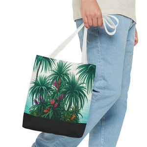 Tiny Palm Island/Black Tote Bag - 3 Sizes