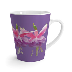 Latte White Mug, Floral - Tropical Fuschsias/Lt. Purple