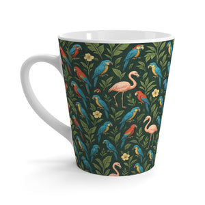 Latte White Mug - Flamingos and Parrots