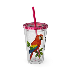 Tropical Tumbler with Straw | 16oz: Tropics Lifestyle Coffee Parrot Logo