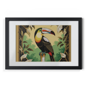 Framed Coffee Art Print — Tropical Toucan Poster for Home Decor