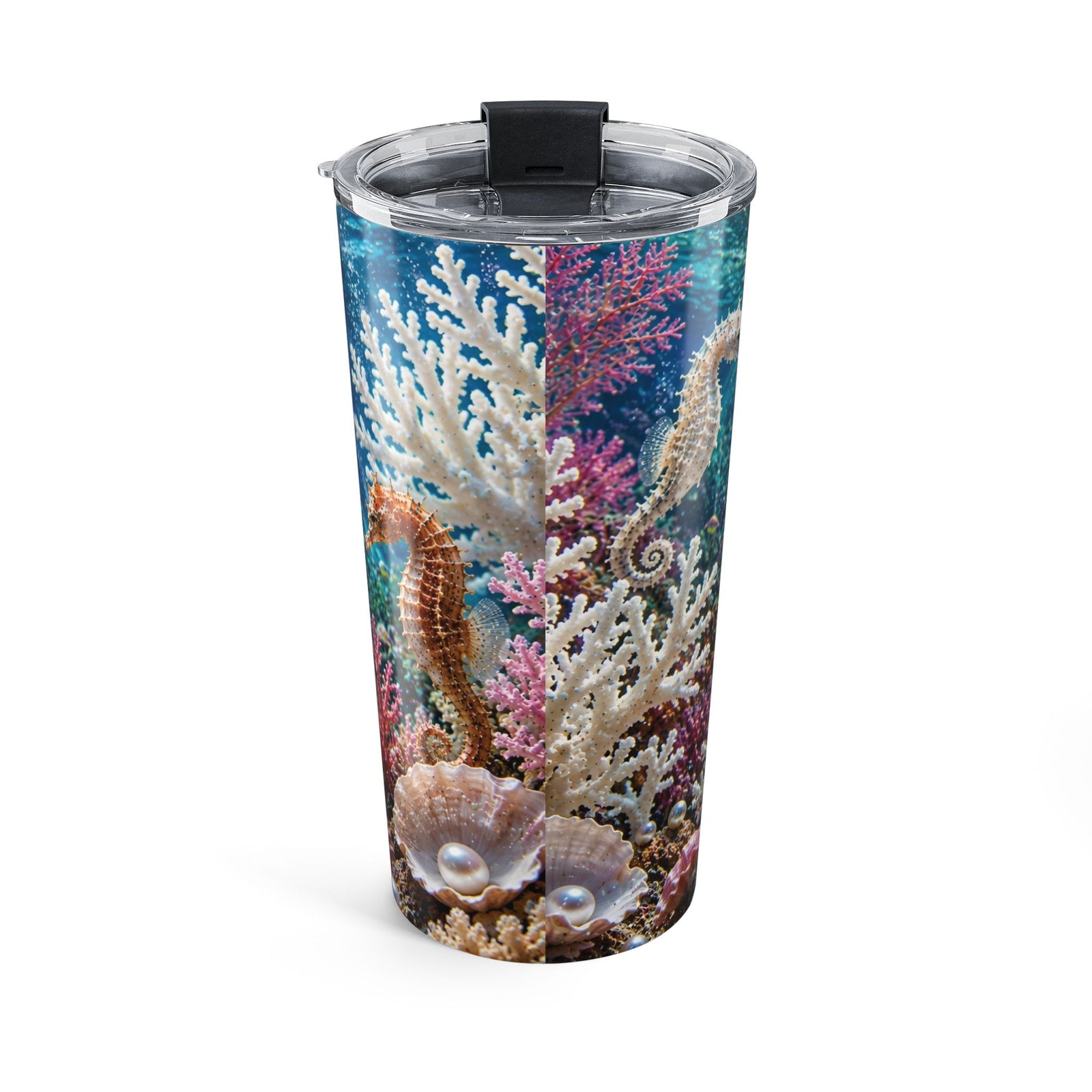 20oz Tumbler — Colorful Pink Seahorse Insulated Travel Cup