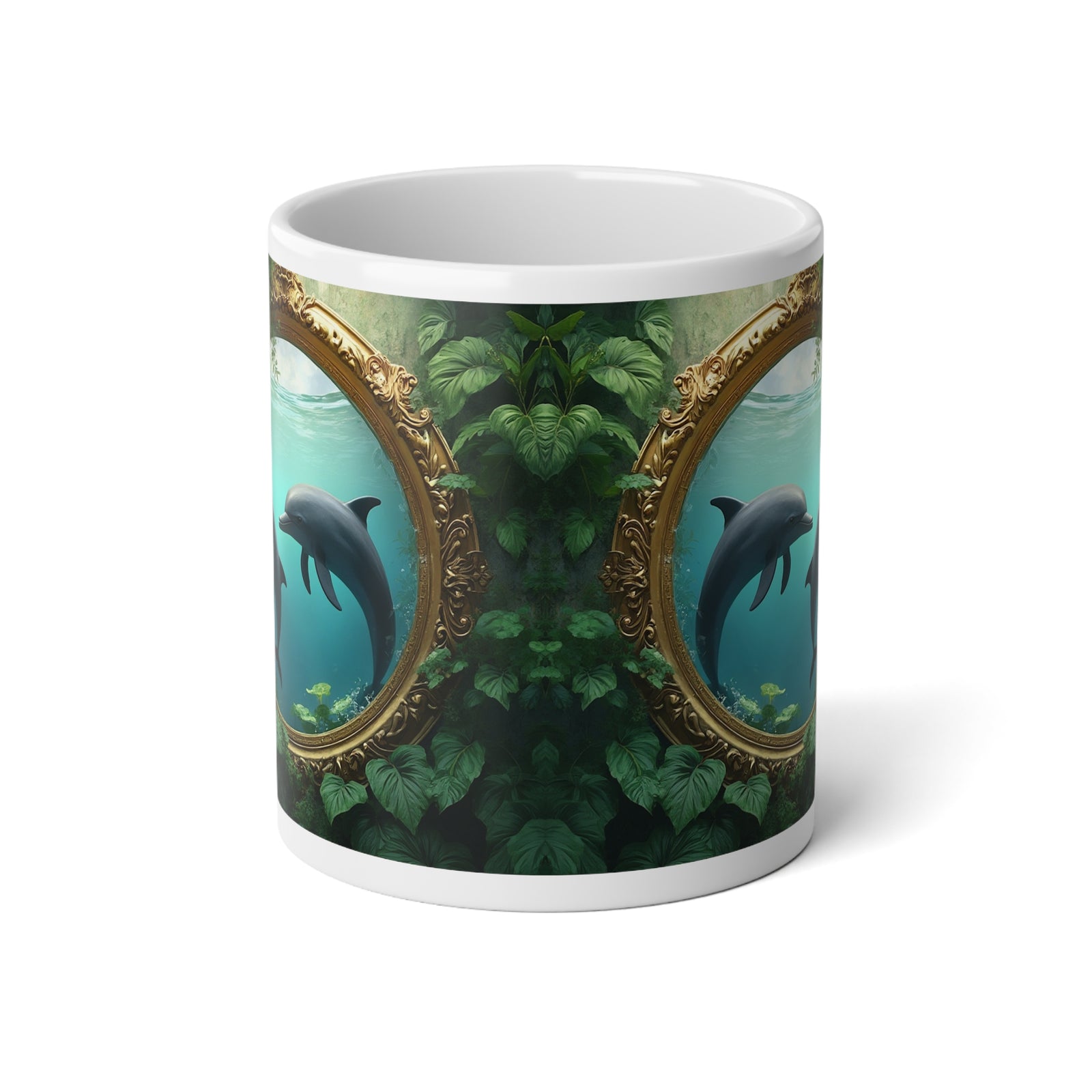 Jumbo Mug, 20oz, Framed Dolphins | Tropical Coffee Cup