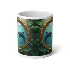 Jumbo Mug, 20oz, Framed Dolphins | Tropical Coffee Cup