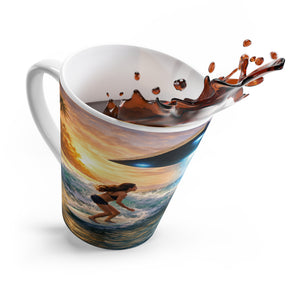 Latte White Mug - UFO and Surfers