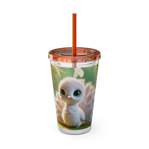 Tropical Tumbler with Straw | 16 oz: Baby White Peacock