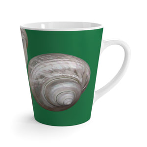 Latte White Mug - Perfect for Coffee Enthusiasts / Lustrous Seashell Trio, Dark Green