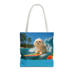 Puppy Ariel the Dog Surfer Tote Bag - 3 Sizes