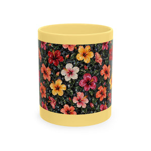 Hibiscus Garden Ceramic Mug — Vibrant Floral Coffee Cup