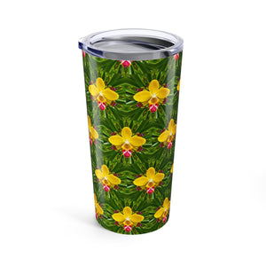 20oz Tropical Glossy Tumbler / Yellow Orchid Kaleidoscope