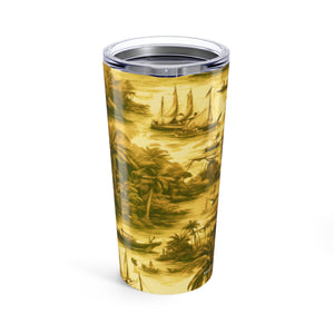 20oz Tropical Glossy Tumbler / Tropical Toile, Gold