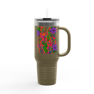 Midnight Flower Coral Insulated Travel Mug - 40oz - Perfect for Outdoor Adventures