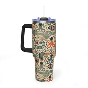 40oz Tumbler Art Deco Octopus Pattern Thermal