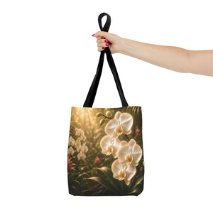 Orchid Garden Tote Bag — Sunlit White Orchid Floral All-Over Print