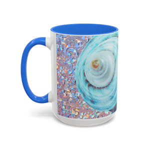 Colorful Mugs (11oz, 15oz), Disco Jade Turbo Shell Macro