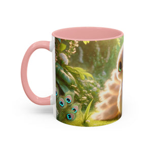Accent Coffee Mug (11, 15oz), 8 Colors - Baby White Peacock