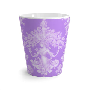 Latte White Mug - Perfect for Coffee Enthusiasts / Pearl Lady Toile, purple