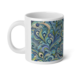 Jumbo Mug, 20oz, Peacock Currents Blue | Tropical Coffee Cup