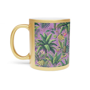 Tropical Metallic Mug, Gold or Silver - More Tropi Fruit, Purple