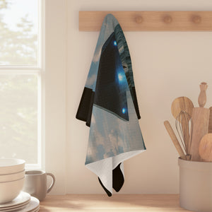 Microfiber Coffee/Tea Towel – UFO & Dolphin, Black