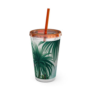 Tropical Tumbler with Straw | 16 oz: Tiny Palm Island