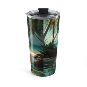 20oz Tumbler – Tropical Flamingo Beach Travel Cup