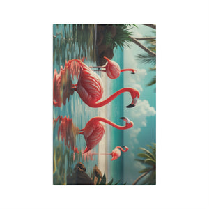 Microfiber Coffee/Tea Towel — Pink Flamingos Morning Dip