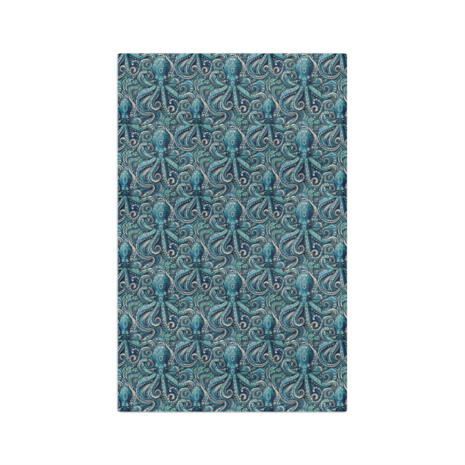 Tropical Microfiber Coffee/Tea Towel – Octopus, Nautical Ocean Blue