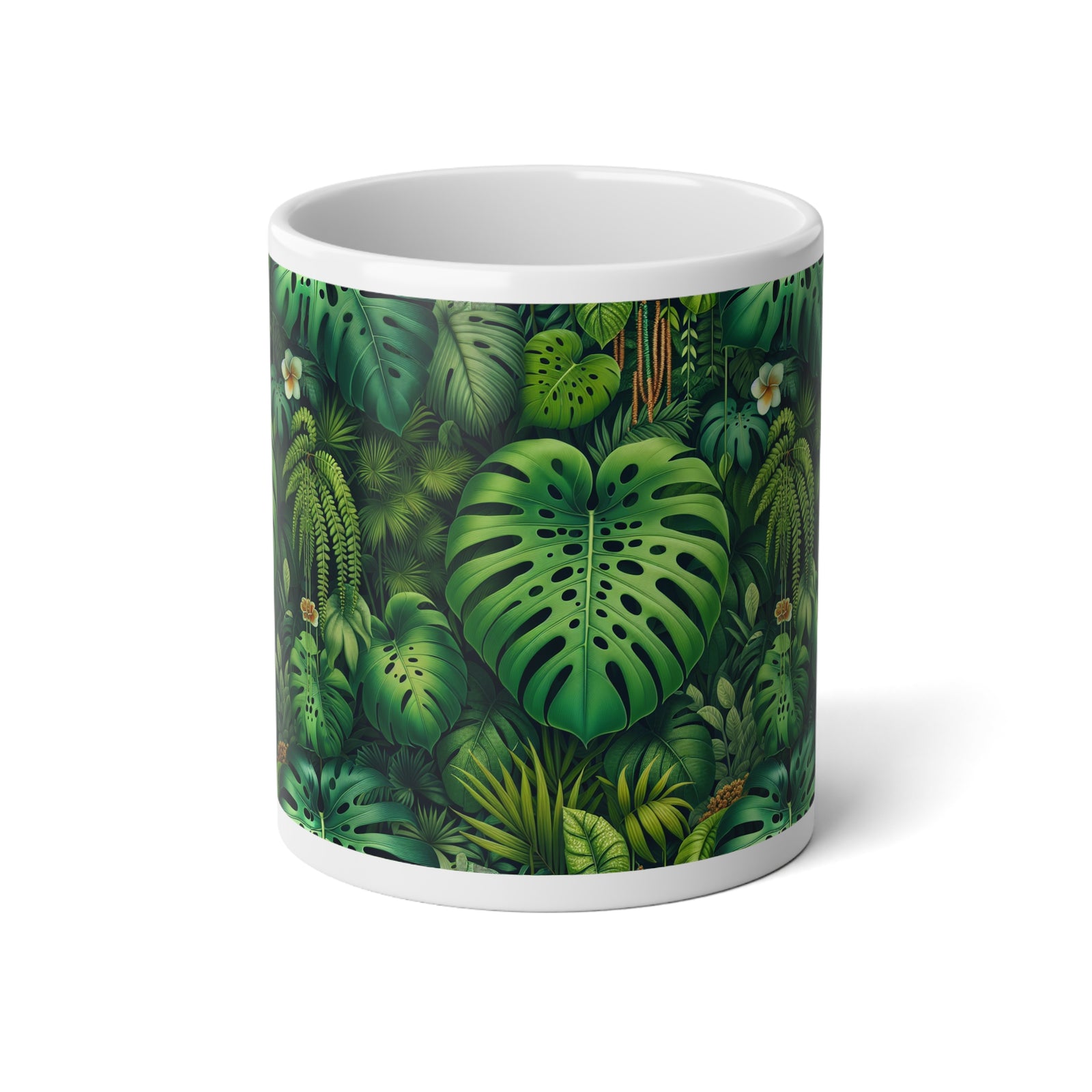 20oz Jumbo Mug — Lush Monstera & Tropical Leaves