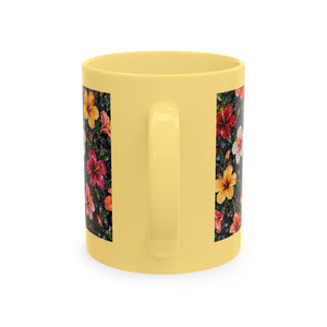 Hibiscus Garden Ceramic Mug — Vibrant Floral Coffee Cup