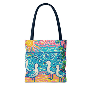 Tropical Beach Seagulls Tote Bag - 3 Sizes